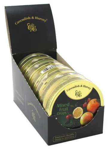 Cavendish & Harvey Gotas de caramelo duro de frutas mixtas, latas de 1.75 onzas, paquete de 7