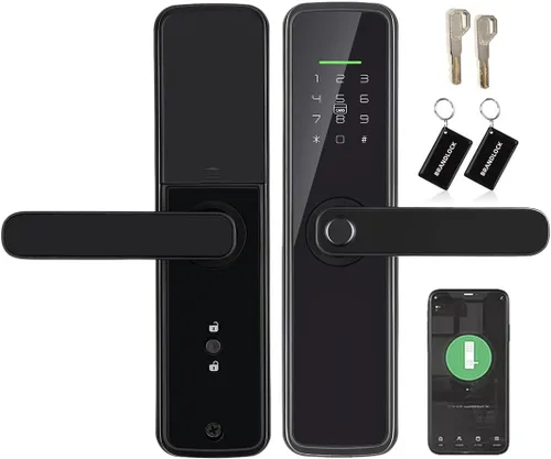 Sophies Cerradura de puerta de huellas dactilares, cerradura inteligente sin llave, entrada sin llave, teclado digital electrónico con huella