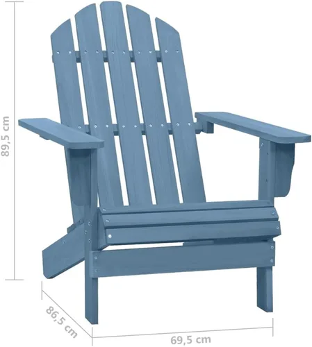 Miniatura 2 de Blue Adirondack Chair for Outdoor Relaxation, Solid Fir Wood, Ergonomic Design, Comfortable Patio Seating Natural