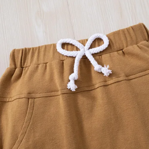 Miniatura 5 de Pudcoco Conjunto de camiseta de manga corta con letras y pantalones largos sólidos para el verano