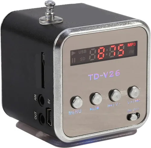 Miniatura 8 de Yoidesu TD-V26 Mini Altavoz Portátil Reproductor de Música Radio FM Batería Mini Pantalla Digital Altavoz Reproductor de Música para Computadora