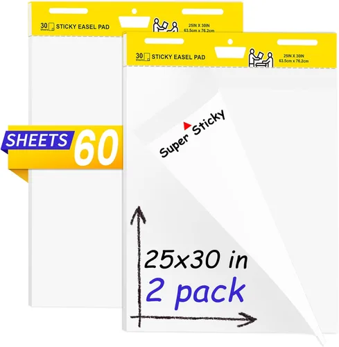 Miniatura 8 de Paquete de 2 almohadillas adhesivas para caballete, papel de póster de 25 x 30 pulgadas, papel de caballete autoadhesivo grande, papel de rotafolio