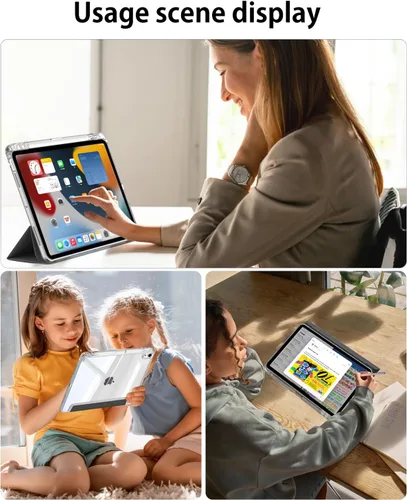 Miniatura 9 de Compatible con iPad (A16) de 11ª generación de 11 pulgadas 2025, funda para iPad de 10.9 pulgadas 2022, parte trasera transparente y cubierta