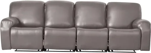 Miniatura 12 de Vctops - Funda elástica de 6 piezas para sofá biplaza reclinable, de cuero sintético impermeable, protector de muebles antideslizante con borde Negro