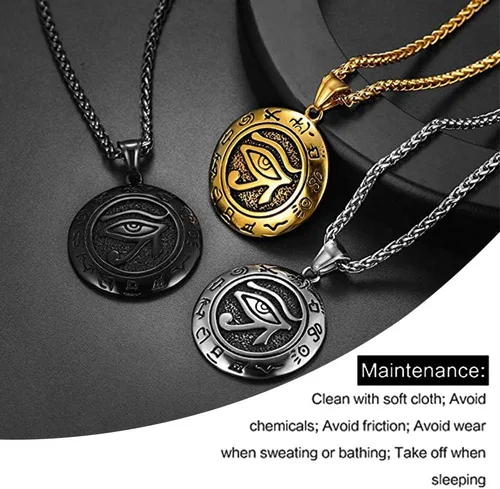 Miniatura 6 de U7 Horus Necklaces for Men Women, Stainless SteelBlackGold Plated Ankh Cross Egyptian Symbol Jewelry, Eye of Horrus Pendant with 22 Inch Chain