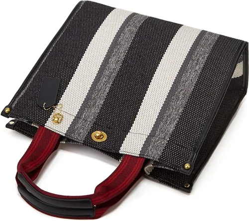 Miniatura 4 de Bolso de mano Hobo para mujer, bolso de hombro de lona, bolso cruzado elegante, bolso grande, color a rayas de contraste