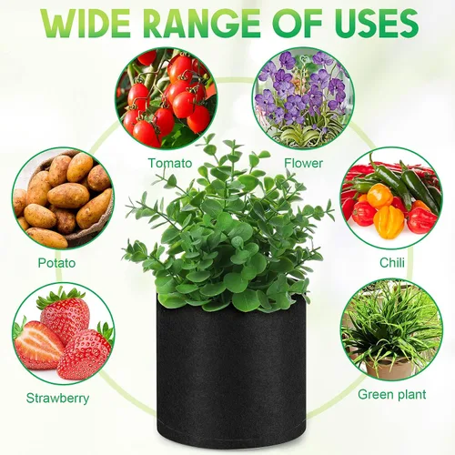 Miniatura 6 de Nuanchu 50 paquetes de bolsas de cultivo, macetas pequeñas de tela de aireación, bolsas de jardín no tejidas, macetas de cultivo con 50 etiquetas