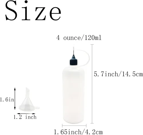 Miniatura 2 de 12 botellas aplicadoras de punta de precisión, botella de punta de aguja de 4 onzas, con 2 embudos para manualidades de papel, tapas multicolor