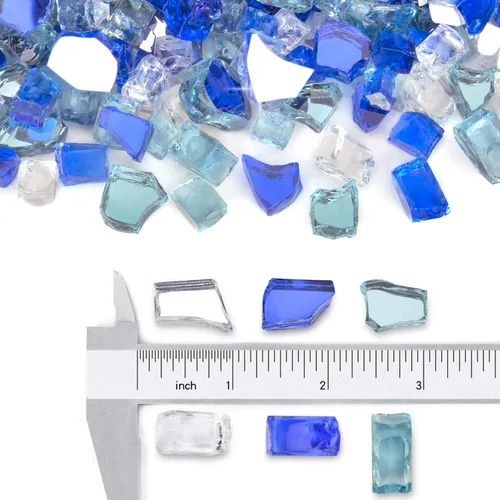 Miniatura 2 de Stanbroil - Vidrio de fuego mezclado de 10 libras – Vidrio de fuego templado reflectante de 1/2 pulgada mezclado en azul aguamarina, platino, azul