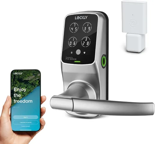 Lockly Secure Pro Smart Lock Wi-Fi, Cerradura de puerta con teclado digital de entrada sin llave, Sensor biométrico de huellas dactilares 3D para