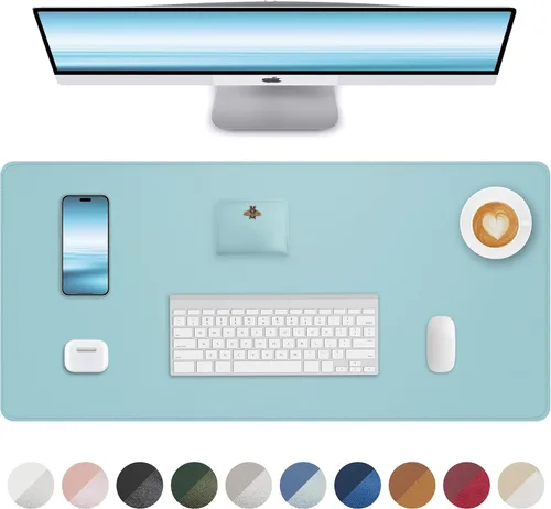 Miniatura 8 de Tapete protector para escritorio y mouse, antideslizante, de piel sintética, tapete impermeable de escritura para laptop, para oficina y hogar