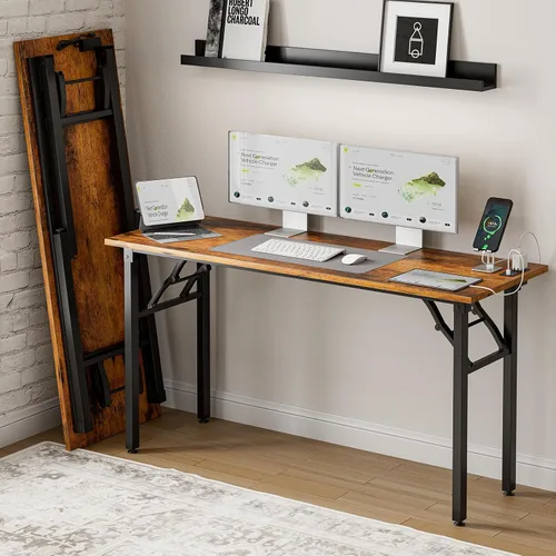 Miniatura 24 de Frylr Pequeño escritorio plegable para computadora, mesa portátil de 35.8 pulgadas para manualidades y estudio, escritorio ligero para espacios