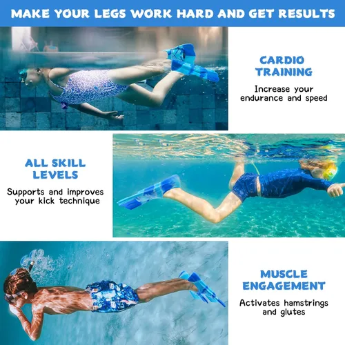Miniatura 5 de Aletas de natación para niños, aletas cortas de natación para niños, aletas de entrenamiento de natación para regazo, piscina, esnórquel para niños