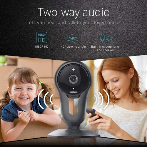 Miniatura 2 de SpotCam Cámara de seguridad inalámbrica FHD 2, 1080p FHD, interior, visión nocturna, conversación bidireccional, alerta de movimiento y sonido