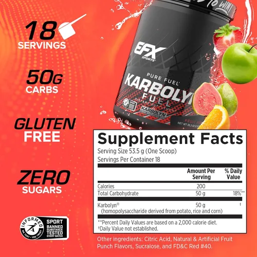 Miniatura 3 de EFX Sports Karbolyn Fuel Polvo de carbohidratos de absorción rápida Carga de carbohidratos, energía sostenida, recuperación rápida Sin
