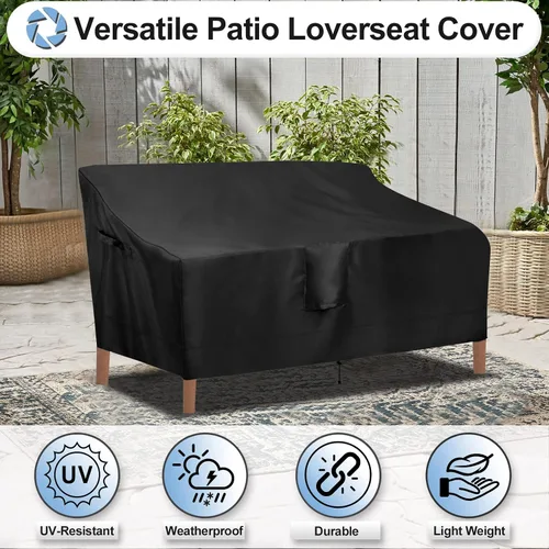 Miniatura 4 de OutdoorLines Funda impermeable para sofá biplaza de patio al aire libre, resistente a los rayos UV, resistente a la intemperie, fundas deslizantes