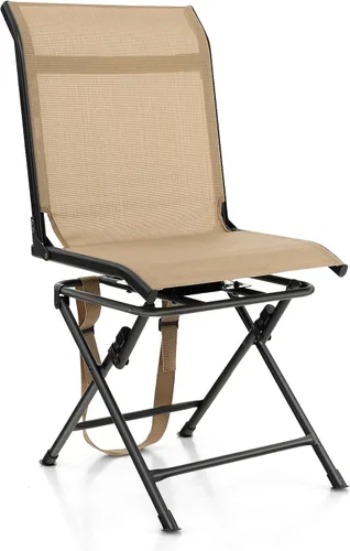 Tangkula Silla ciega giratoria de 360 grados, silla de caza plegable de rotación libre con respaldo de malla y almohadillas antideslizantes, silla