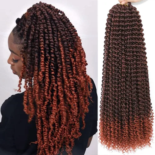 Miniatura 43 de Cabello Passion Twist de 24 pulgadas, 8 paquetes de cabello Passion Twist de ganchillo para mujeres, cabello trenzado Passion Twists largo bohemio