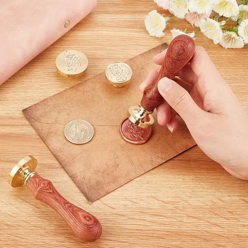 Miniatura 5 de CRASPIRE Sello de cera de Halloween con diseño de calavera, vintage, fantasma, retro, de 0.98 pulgadas, cabeza de latón extraíble, mango de madera
