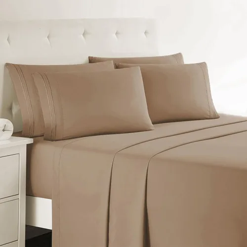 Miniatura 45 de Clara Clark - Juego de sábanas King con Flex Top, 6 piezas - Sábanas de lujo para cama King con cabeza dividida, juego de cama súper suave, King