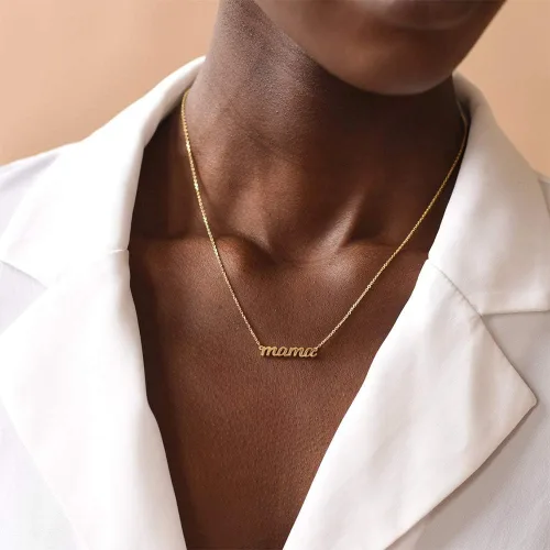 Miniatura 4 de Collar de plata esterlina 925, regalo para mamá, chapado en oro de 14quilates, collar con mama pequeño y lindo, regalo de hija, para madre