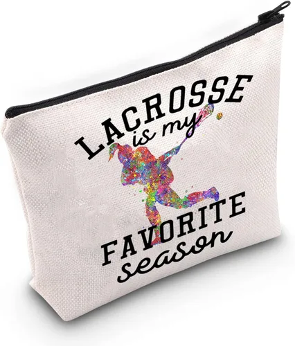 LEVLO Lacrosse Girl Cosmético Maquillaje Bolsa Regalo Para Lacrosse Jugador Lacrosse Es Mi Temporada Favorita Maquillaje Cremallera Bolsa Bolsa Para
