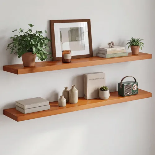 Miniatura 80 de Homeforia Estante flotante blanco de 48 pulgadas, estantes flotantes de madera maciza de alta gama de 48 pulgadas de largo para montaje en pared