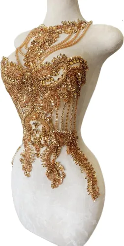 Miniatura 3 de Apliques hechos a mano de cristal sobre encaje, diamantes de imitación para coser, cuentas de flecos, parches de lentejuelas, accesorios de Champán