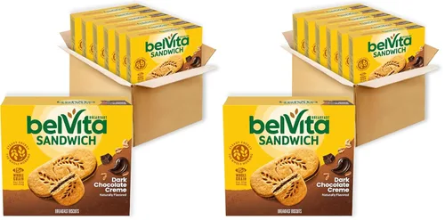 Miniatura 21 de belVita Sándwiches de galletas de barra de desayuno, crema de chocolate negro, 30 paquetes en total, 6 cajas (2 galletas por paquete)