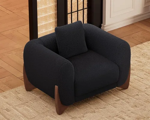 Miniatura 4 de Morden Fort Sherpa Boucle Sillón Individual de Sofá, Sofá Moderno Tapizado Silla Profunda con Almohada Decorativa Suave Amigable con la Piel Silla