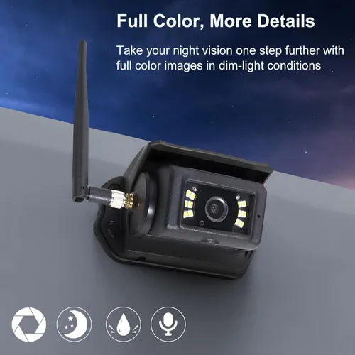 Miniatura 9 de Haloview BT7 Touch RV Cámara de respaldo inalámbrica 2.4G Digita FHD 1080P DVR visión trasera a todo color cámara de visión nocturna y sistema