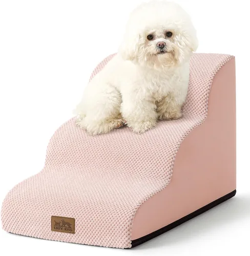Miniatura 12 de COZY KISS Escaleras para perros pequeños de 11.8 pulgadas de alto, escalón curvado para cachorros, gatos mayores, rampa mediana para mascotas