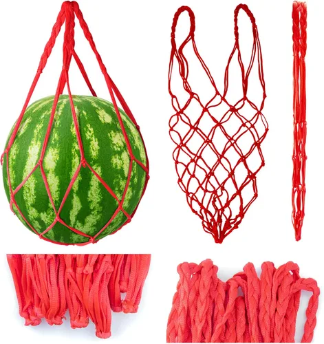 Miniatura 2 de Paquete de 10 hamacas de melón con redes de sandía, hamaca de melón para enrejado de redes de sandía resistentes, perfecta para cultivar melones Rojo