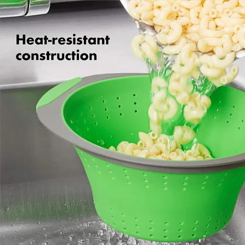 Miniatura 4 de OXO Good Grips Colador de silicona plegable, 2Qt, verde