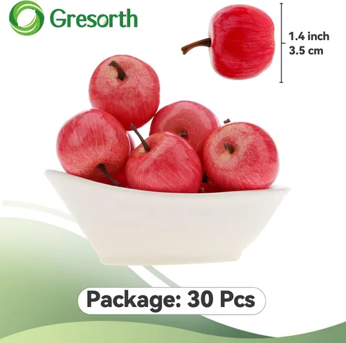 Miniatura 3 de Gresorth 30pcs Mini Artificial Rosa Manzana Decoración Falsa Fruta Modelo Para El Hogar Fiesta Cocina Exhibición - 1.4 in Manzana rosa