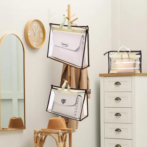 Miniatura 7 de 12 bolsas para el polvo para bolsas, bolsas de almacenamiento transparentes para mujeres, funda organizadora de 3 tamaños, organizador de armario