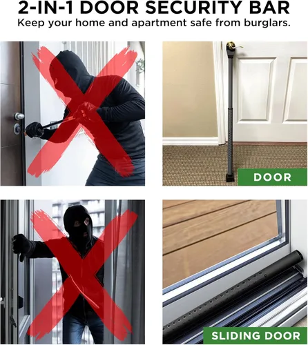 Miniatura 5 de Barra de seguridad para puerta corredera, bloqueo de puerta 2 en 1 ajustable, tope de puerta de seguridad – 40 ajustes diferentes, por Guard Dog