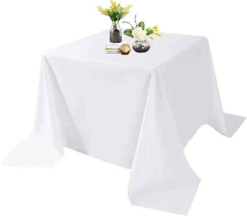 Miniatura 56 de Mantel de poliéster lavable de 90 pulgadas, resistente a las manchas y a las arrugas, mantel decorativo para mesa de comedor, fiestas de bufé y Negro