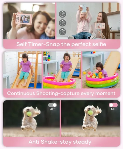 Miniatura 5 de WONNIE Cámara digital de 56 MP, FHD 1080P para apuntar y disparar con tarjeta SD de 32 GB, 2 baterías y cordón, ideal para niños y adolescentes