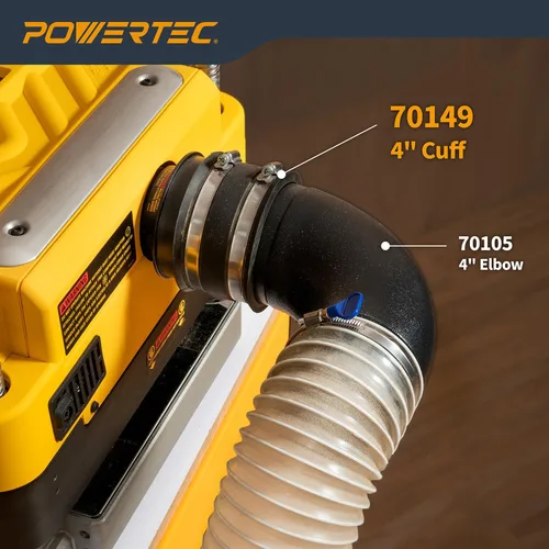 Miniatura 8 de POWERTEC 70149-P4 - Manguito flexible de control de polvo de 4 pulgadas con abrazaderas de manguera de acero, conector de manguera, acoplador