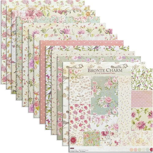 24 hojas de papel floral para álbumes de recortes, 6 x 6 pulgadas, bloc de papel de cartulina de decoupage, páginas de una sola cara, para
