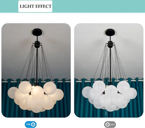 Miniatura 4 de Lámpara de araña de vidrio moderna con forma de bola, lámpara colgante de bricolaje, lámpara de techo decorativa de 3 luces en negro