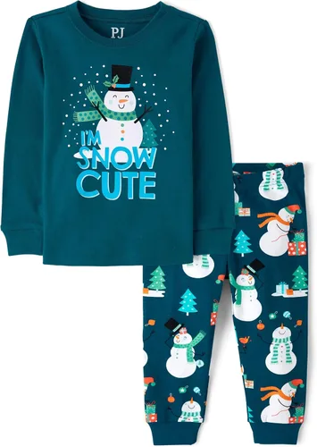 Miniatura 15 de The Children's Place - Conjunto de pijama de manga larga con botones para bebé niño, ajustado, 100% algodón, 2 piezas