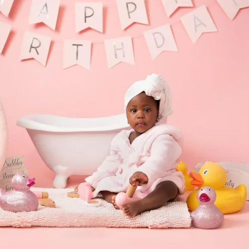 Miniatura 5 de M&G House Accesorios de fotografía para recién nacidos, trajes de baño para sesión de fotos de bebé, bata de baño para niña, 03 rosa(6-13 meses)