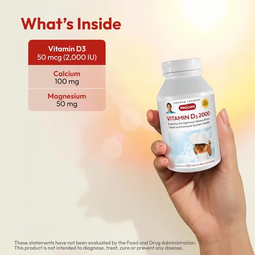 Miniatura 3 de Andrew Lessman Vitamina Cápsulas – Alta Potencia, esencial para la absorción de calcio, apoya la salud de los huesos, la función muscular saludable