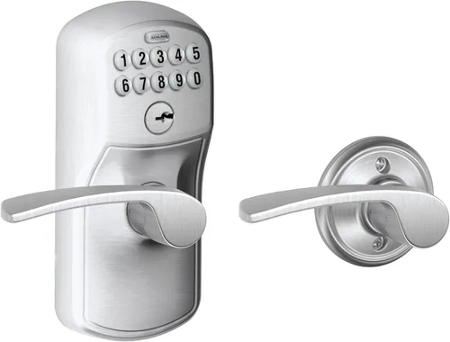 Miniatura 17 de Schlage - FE575 PLY 626 FLA Plymouth - Entrada de teclado con bloqueo automático y palancas Elan, cromado con brocha. Cromo satinado
