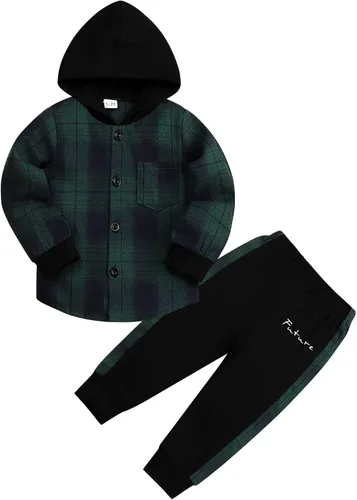 Miniatura 72 de Conjunto de ropa para bebés y niños pequeños, camisa con capucha y pantalones deportivos para otoño e invierno