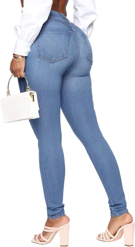 Miniatura 65 de KUNMI - Pantalones de mezclilla clásicos de cintura alta para mujer, elásticos, con efecto de levantamiento de glúteos, ajustados