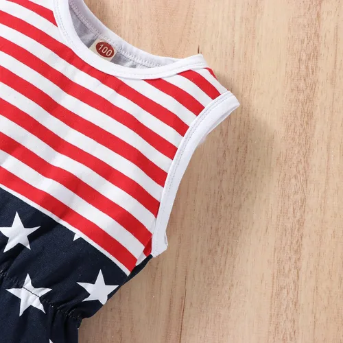Miniatura 4 de LUZOZEZO Mameluco de borla con bandera americana para bebé niña pequeña con diadema