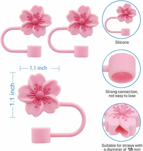 Miniatura 5 de Tapa de silicona para popote compatible con Stanley Cup 30, 40 onzas, a prueba de polvo, reutilizable, para vasos y botellas de agua Gorra de cereza